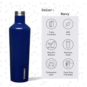 Corkcicle Canteen Color Navy 16oz 25 HRS cold  12 HRS hot Stainless Steel  NEW